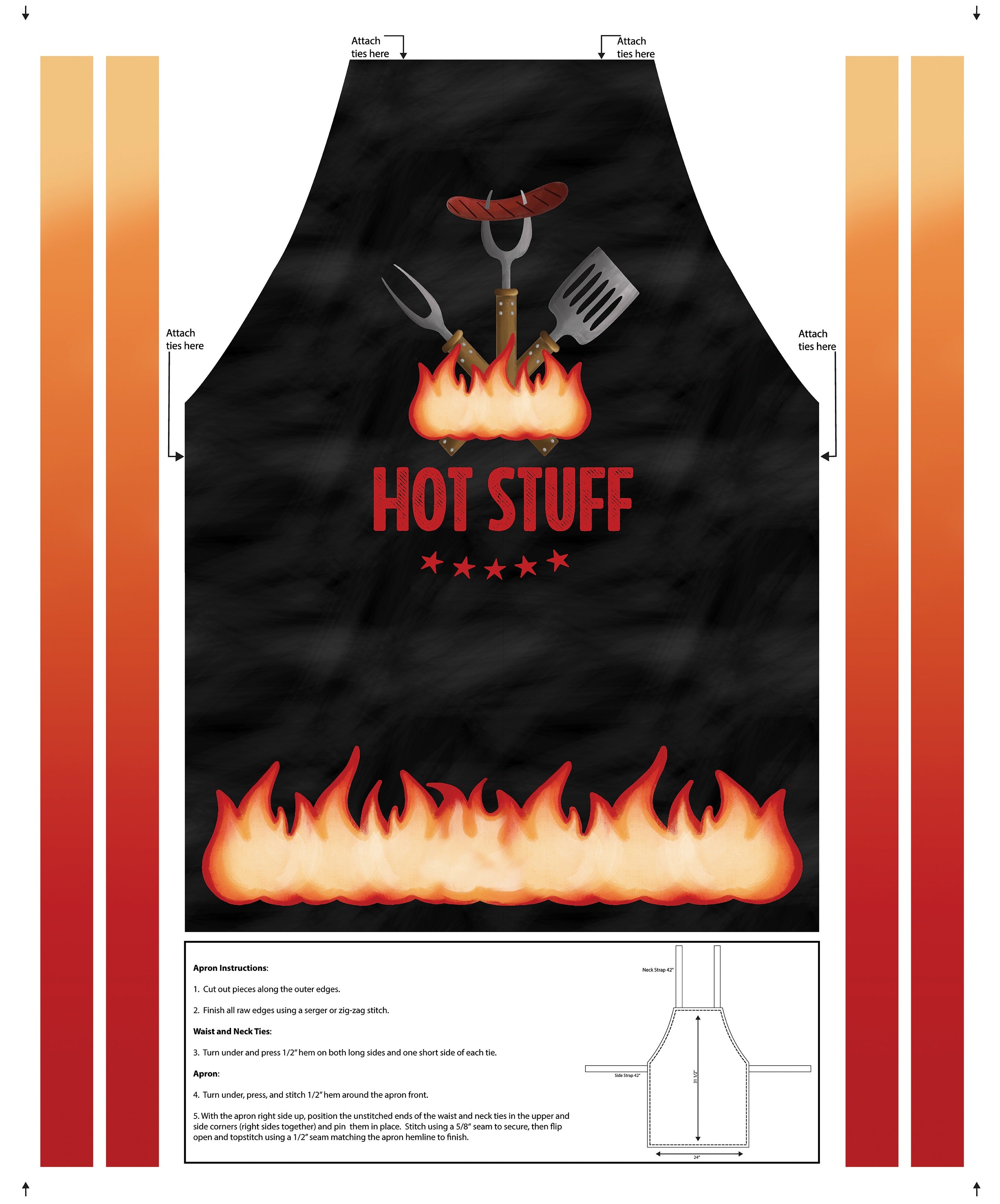 Fabric Benartex Hot Stuff Apron Panel 15083D-09