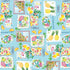 Fabric Benartex Light Blue Tropical Stamps Tropical Splash by the Quarter Yard 15183-50