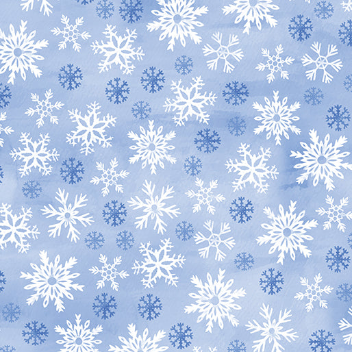 Fabric Benartex Light Blue Wintery Snowflakes Snowflake Wishes by the Quarter Yard 15191-50