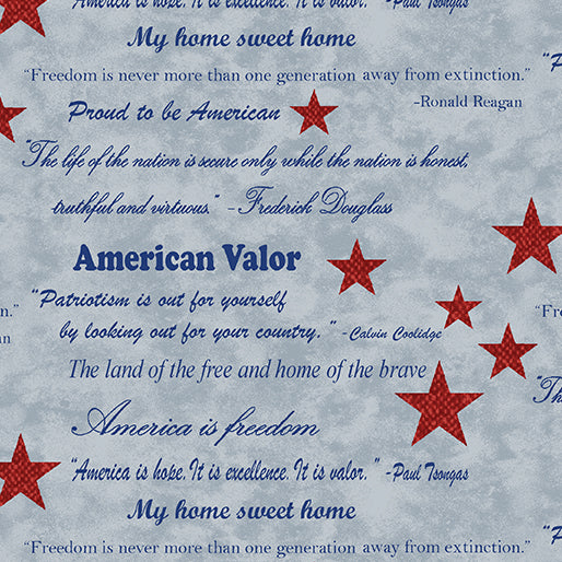 Fabric Benartex Light Blue Words of Valor American Valor by the Quarter Yard 16872-05