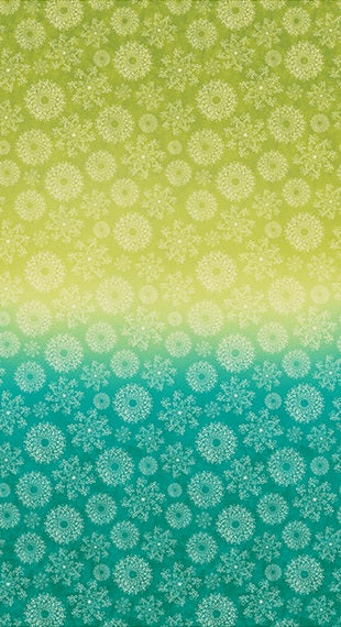 Fabric Benartex Lime/Teal Wishflower Ombre Panel 16692-44