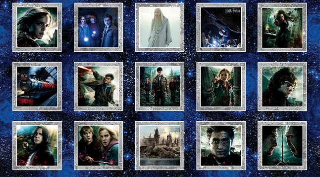 Fabric Benartex Multi Wizarding Boxes Harry Potter 2nd Edition by the Quarter Yard 15281-99