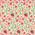 A repeating watercolor-style floral pattern featuring red poppy flowers with green stems and leaves on a warm cream background.