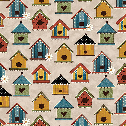Fabric Benartex Natural Tweet House Prairie Chicks by the Quarter Yard 16756-74
