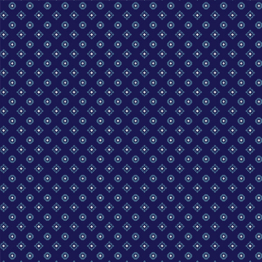 Fabric Benartex Navy Diamond Calico Documentaries by the Quarter Yard 14489-58