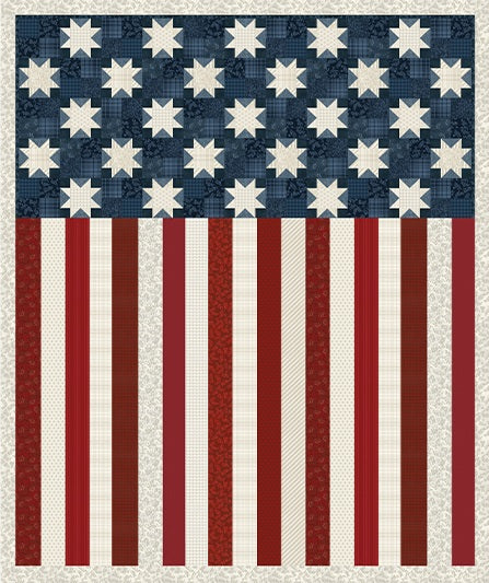 Fabric Benartex Navy/Red American Valor Panel 16871-57