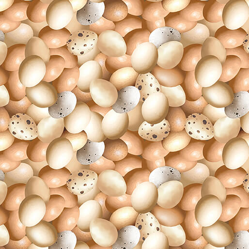 Pattern of beige and brown eggs with speckles on a matching background