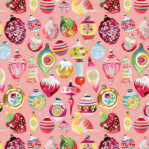 Fabric Benartex Peach Jam Vintage Ornaments Pearlescent Magical Season by the Quarter Yard 16725P-26