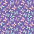 A repeating pattern of watercolor butterflies in pastel pink, teal, yellow, and lavender on a solid purple background.