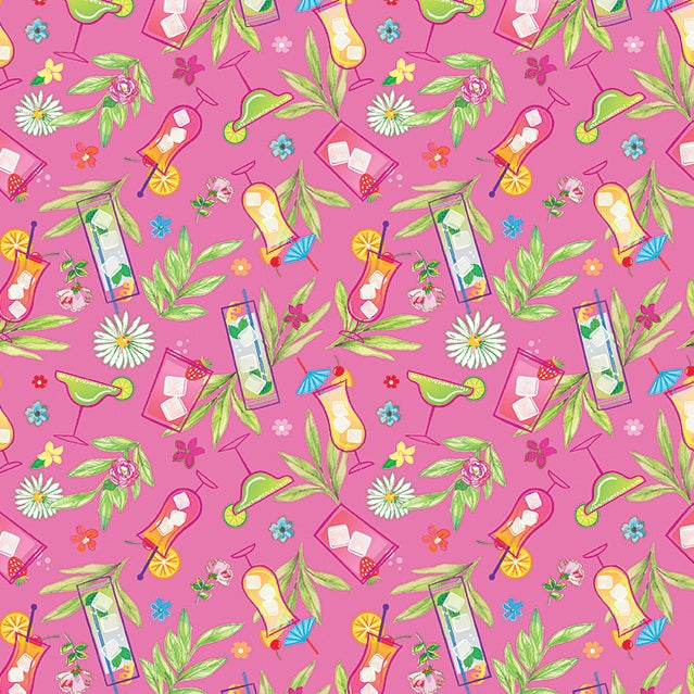 Fabric Benartex Pink Tropical Punch Tropical Splash by the Quarter Yard 15182-21