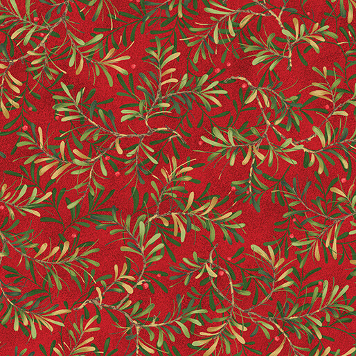 Fabric Benartex Red Pine Boughs 12 Days of Christmas by the Quarter Yard 17274-10