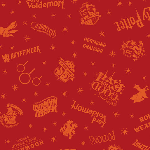 Fabric Benartex Red Shadow Words Harry Potter 2nd Edition by the Quarter Yard 15224-10