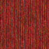 Red fabric with multicolored vertical stripes