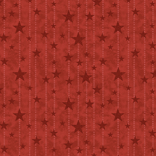 Fabric Benartex Red Stitches & Stars American Valor by the Quarter Yard 16875-10