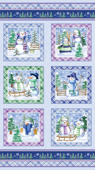 Fabric Benartex Snowflake Wishes 24" Boxes Panel 15192-99