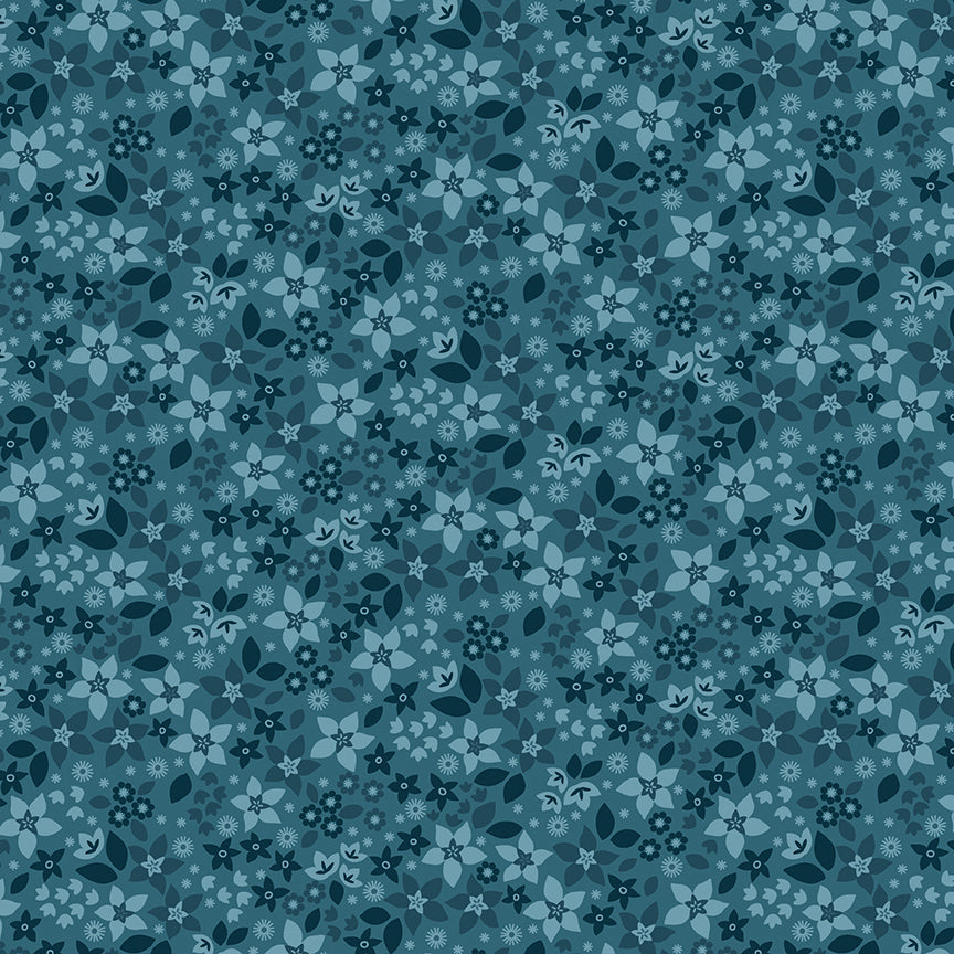 Blue floral pattern on a blue background