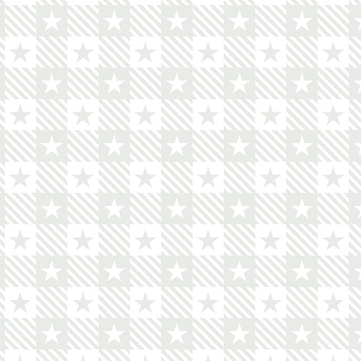 Fabric Benartex White Plaid Stars Star Spangled Whites by the Quarter Yard 15364-09