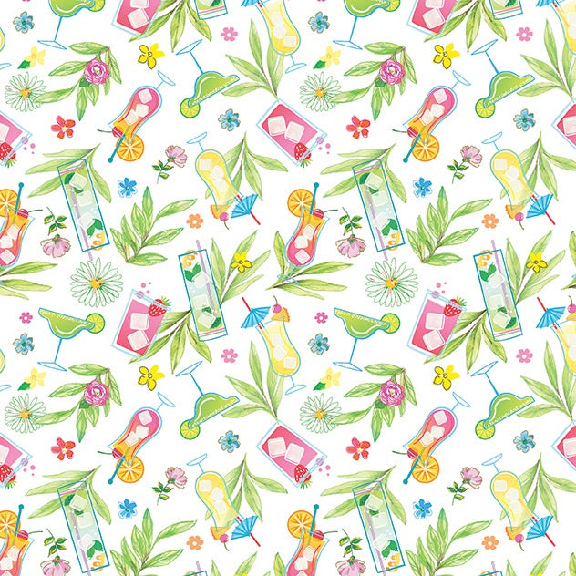 Fabric Benartex White Tropical Punch Tropical Splash by the Quarter Yard 15182-09