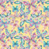 A seamless watercolor pattern featuring colorful butterflies in shades of pink, teal, and purple on a soft yellow background.