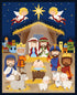 Fabric Blank Quilting Blue Nativity Away in a Manger 36" Quilting Panel 4195P-77