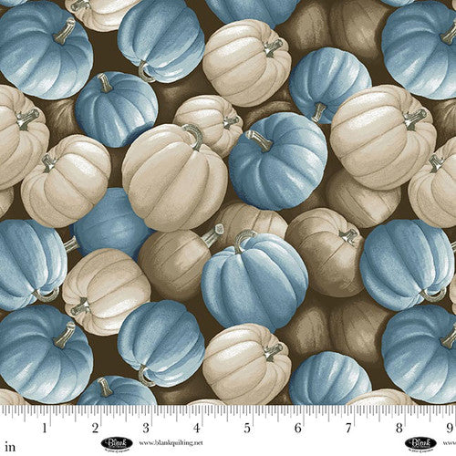 Fabric Blank Quilting Blue Pumpkin Toss Autumn Vibes by the Quarter Yard 4072-14