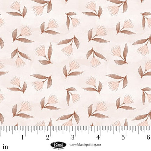 Fabric Blank Quilting Blush Tossed Flowers Petal & Pewter by the Quarter Yard 4568-20