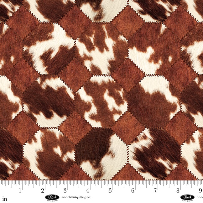 Fabric Blank Quilting Brown Cowhide Patchwork Spurs & Spirit by the Quarter Yard 4527-39