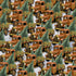 Pattern of vintage trucks and Christmas trees on a white background