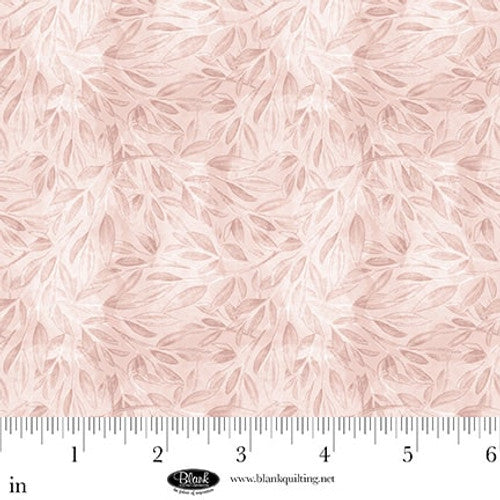 Fabric Blank Quilting Dusty Rose Leaf Allover Petal & Pewter by the Quarter Yard 4575-22