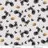 Pattern of tractors, chickens, and hay bales on a white background with a fabric swatch at the bottom.