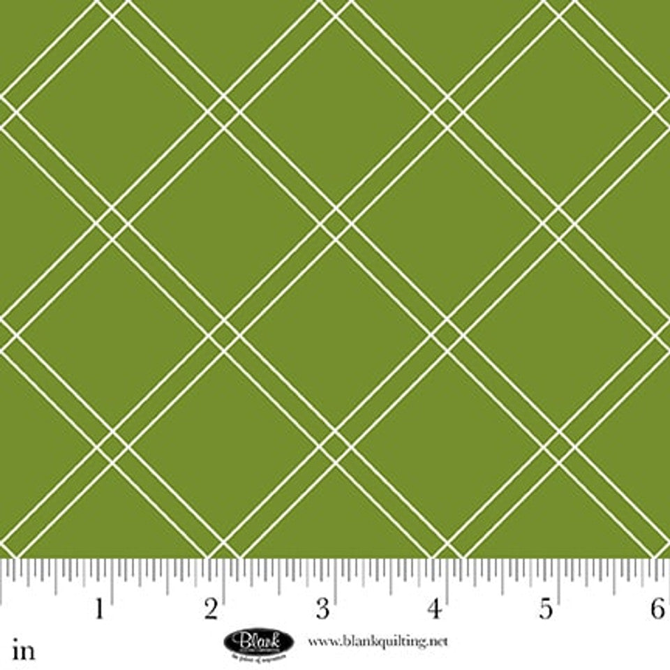 Fabric Blank Quilting Green Windowpane Plaid The Bright Side by the Quarter Yard 4513-66