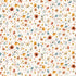 A seamless watercolor floral pattern featuring small orange, peach, yellow, and blue flowers with green stems on a white background.