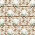 Pattern of small fairy-like characters with crowns on a brick wall background