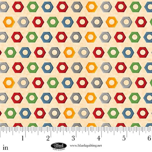 Fabric Blank Quilting Ivory Nuts Let's Get Building by the Quarter Yard 4398-41