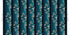 Textile with a pattern of birds and palm trees on a blue background