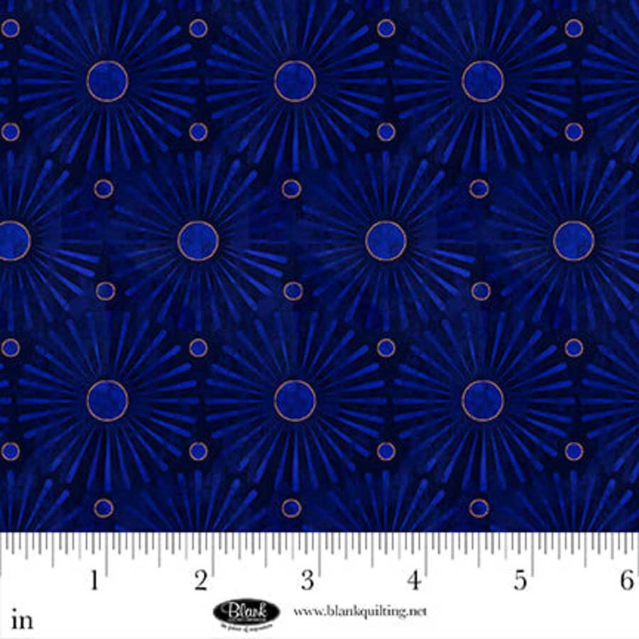 Fabric Blank Quilting Navy Sunbursts Cameo Appearance by the Quarter Yard 4652-77