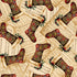 Pattern of Christmas stockings on sheet music background
