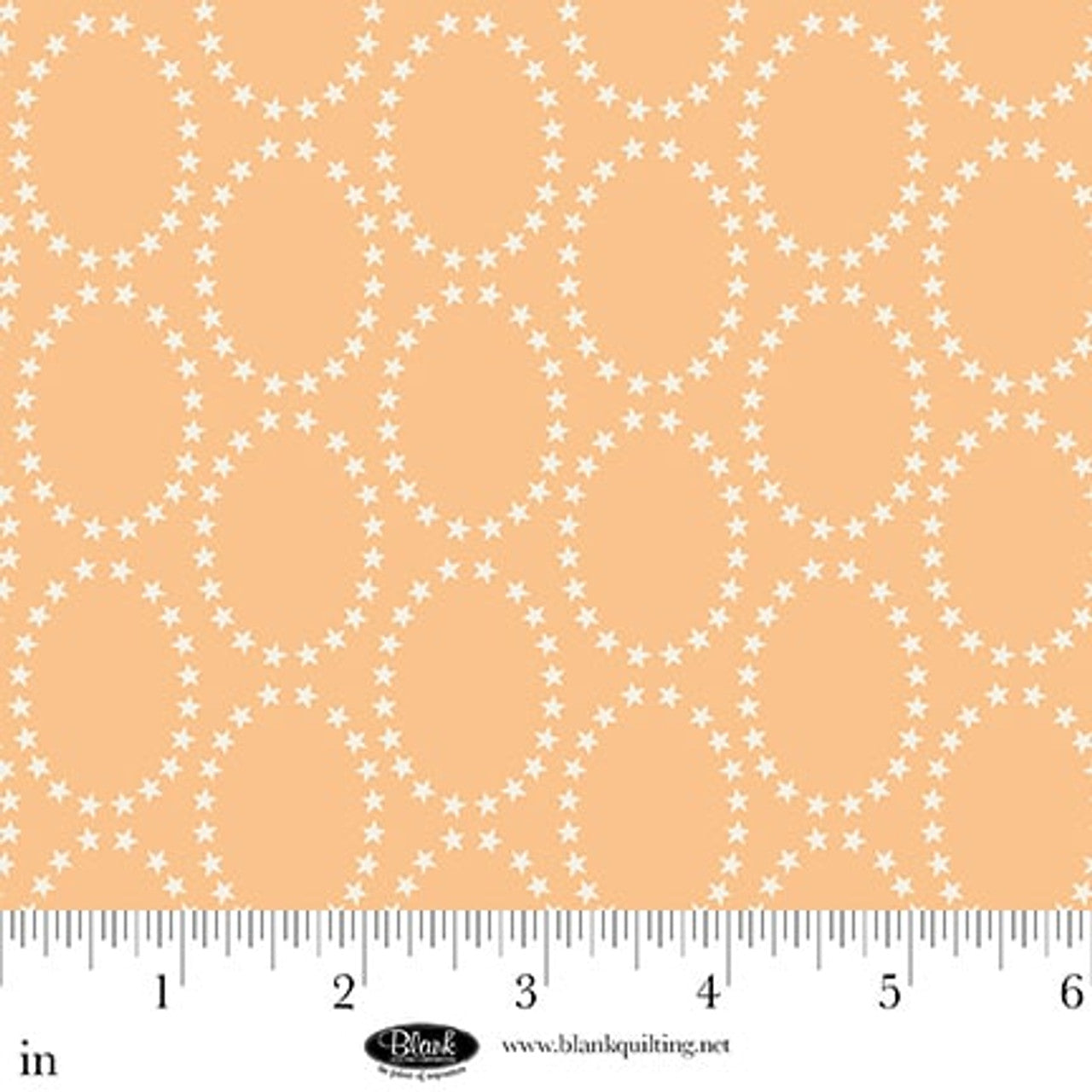 Fabric Blank Quilting Peach Star Ovals The Bright Side by the Quarter Yard 4511-30