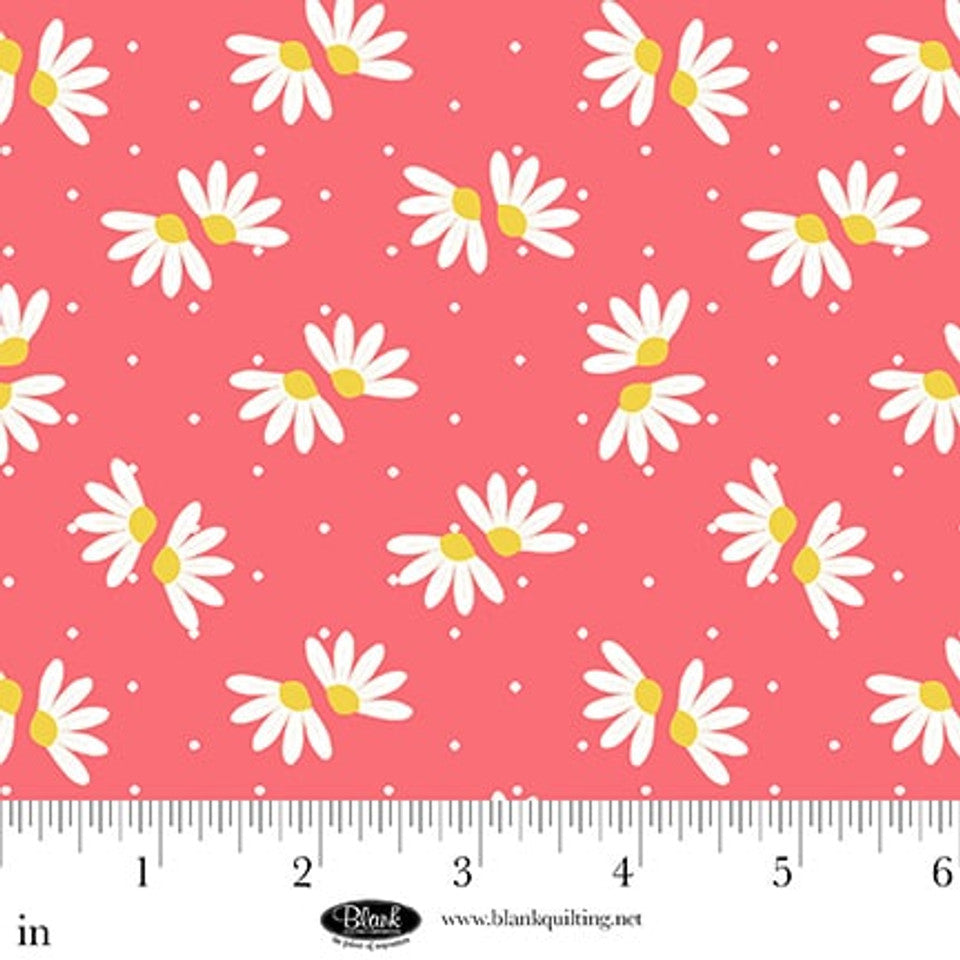 Fabric Blank Quilting Pink Daisies and Dots The Bright Side by the Quarter Yard 4514-22