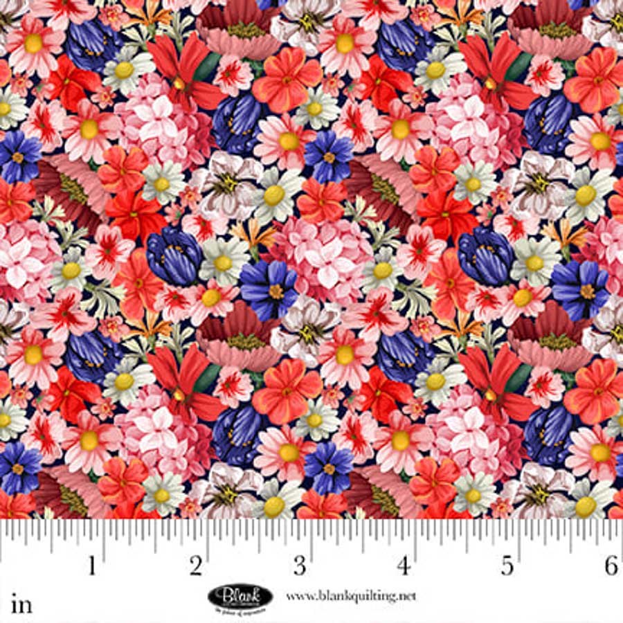 Fabric Blank Quilting Pink Small Floral Cameo Appearance by the Quarter Yard 4651-22