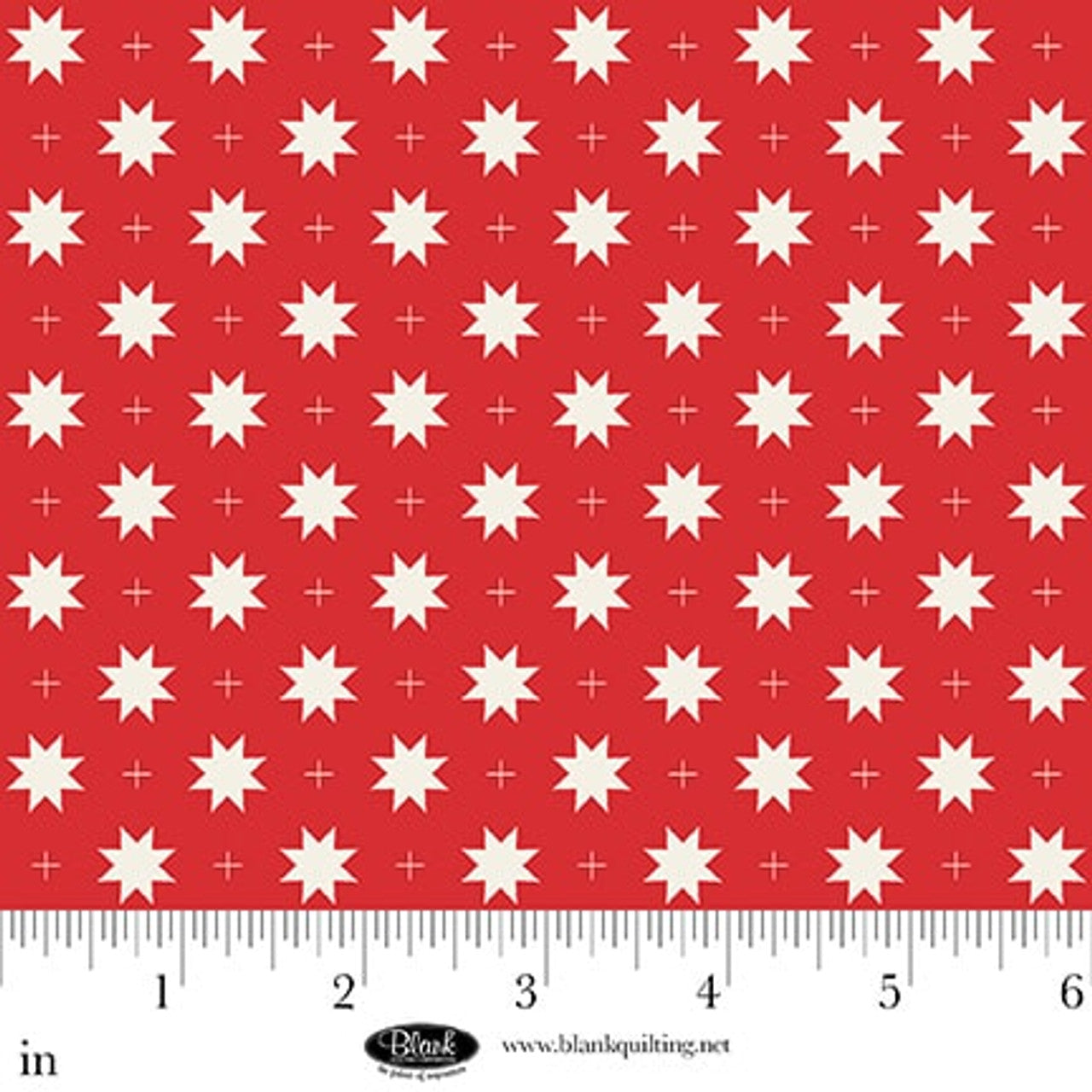 Fabric Blank Quilting Red Eighth Point Star and Check The Bright Side by the Quarter Yard 4517-88