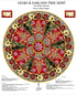 Decorative tree skirt with gears and garland design on a white background