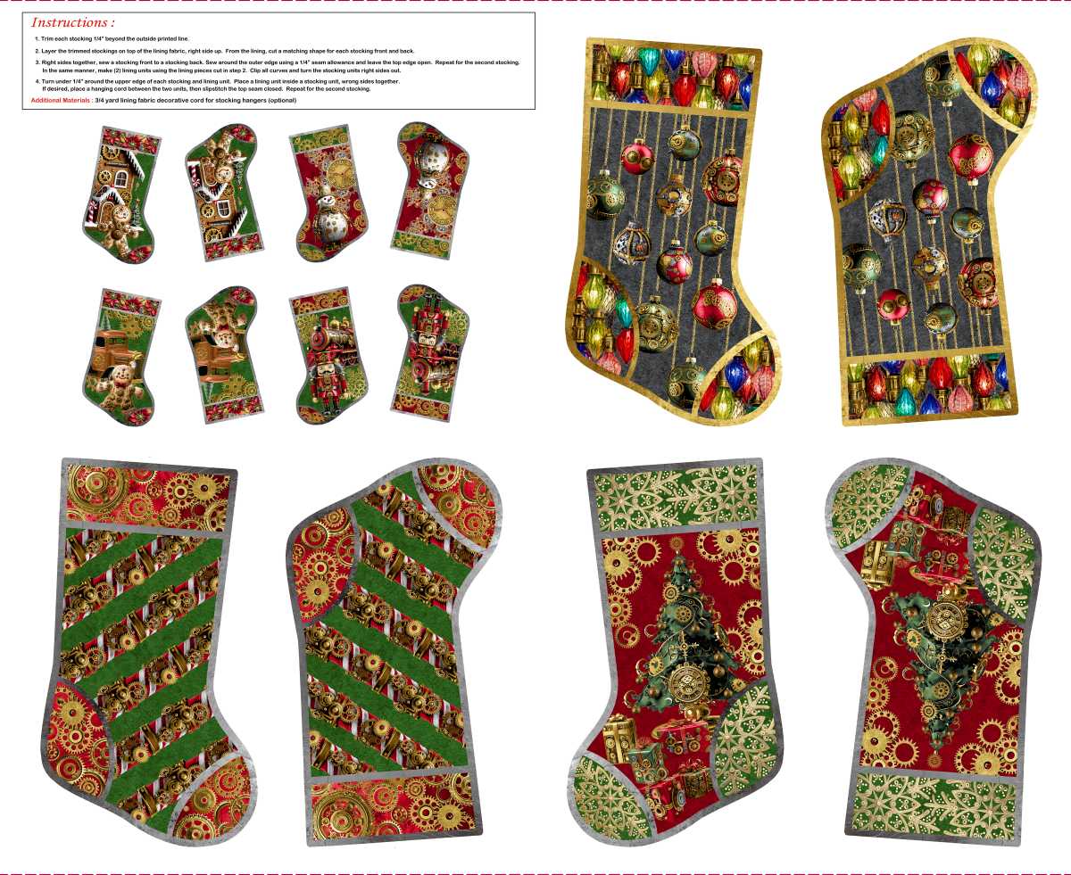 Collection of colorful Christmas stockings with various patterns on a white background.