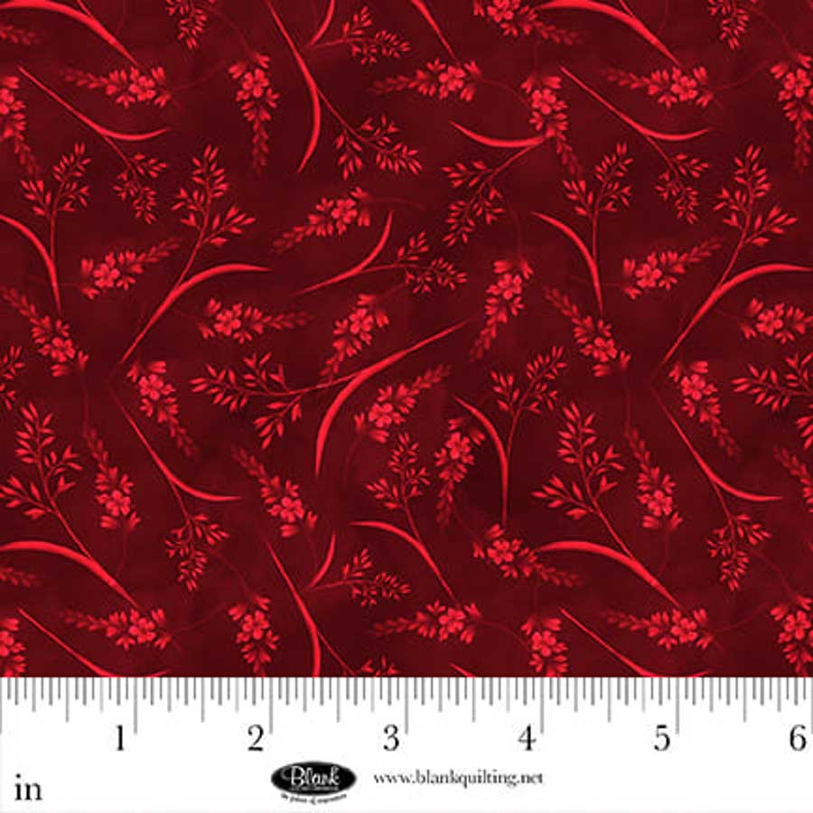 Fabric Blank Quilting Red Tonal Flower with Leaves Cameo Appearance by the Quarter Yard 4656-88