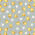 A repeating pattern of cute watercolor-style star illustrations on a pale blue-gray background. The stars are mostly warm golden yellow with some white stars, all with small smiling faces.