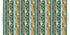 A repeating vertical pattern featuring stylized landscape scenes with trees, hills, and small figures in green, beige, blue, orange, and white, with the word 'SELVEDGE' printed along the right edge.