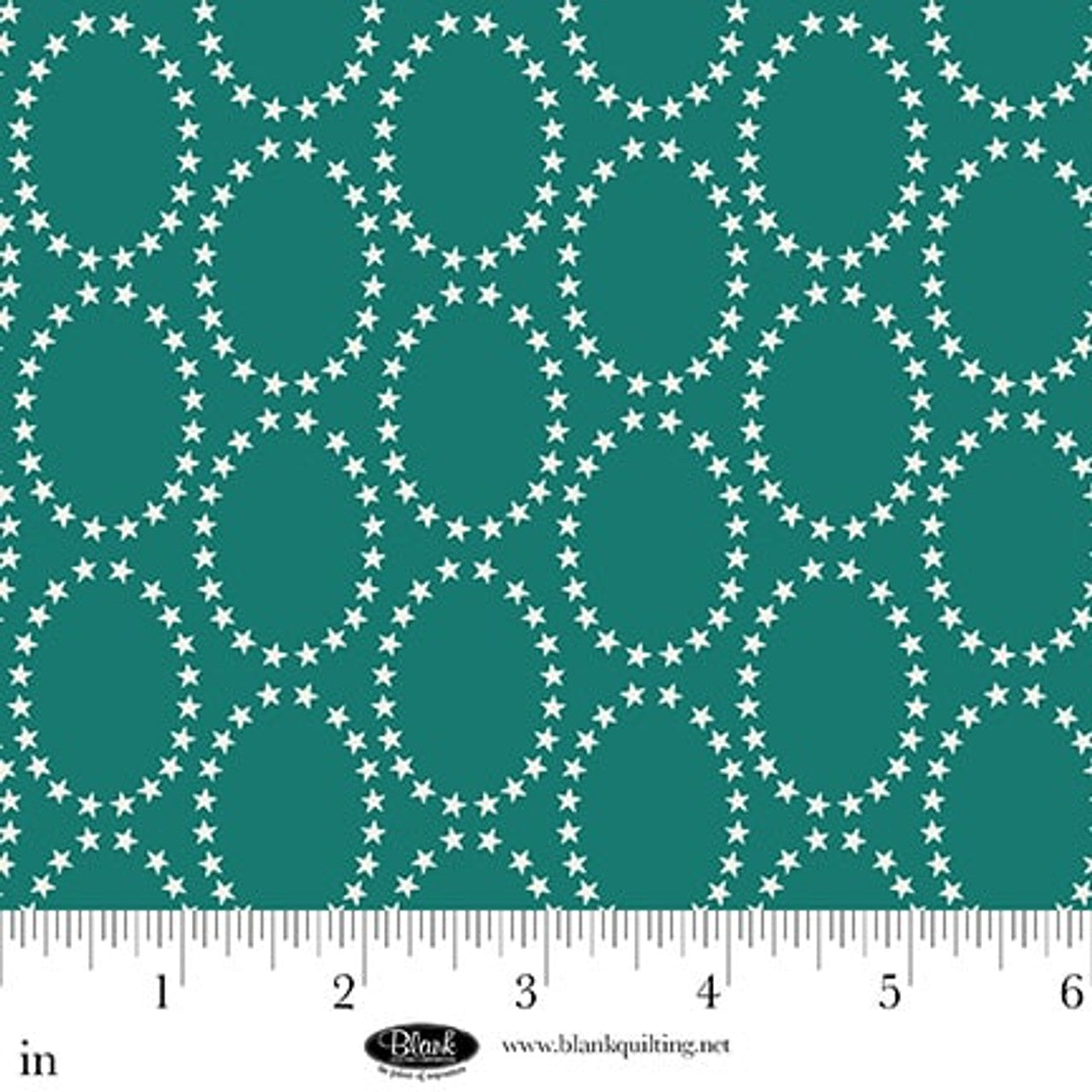 Fabric Blank Quilting Turquoise Star Ovals The Bright Side by the Quarter Yard 4511-67