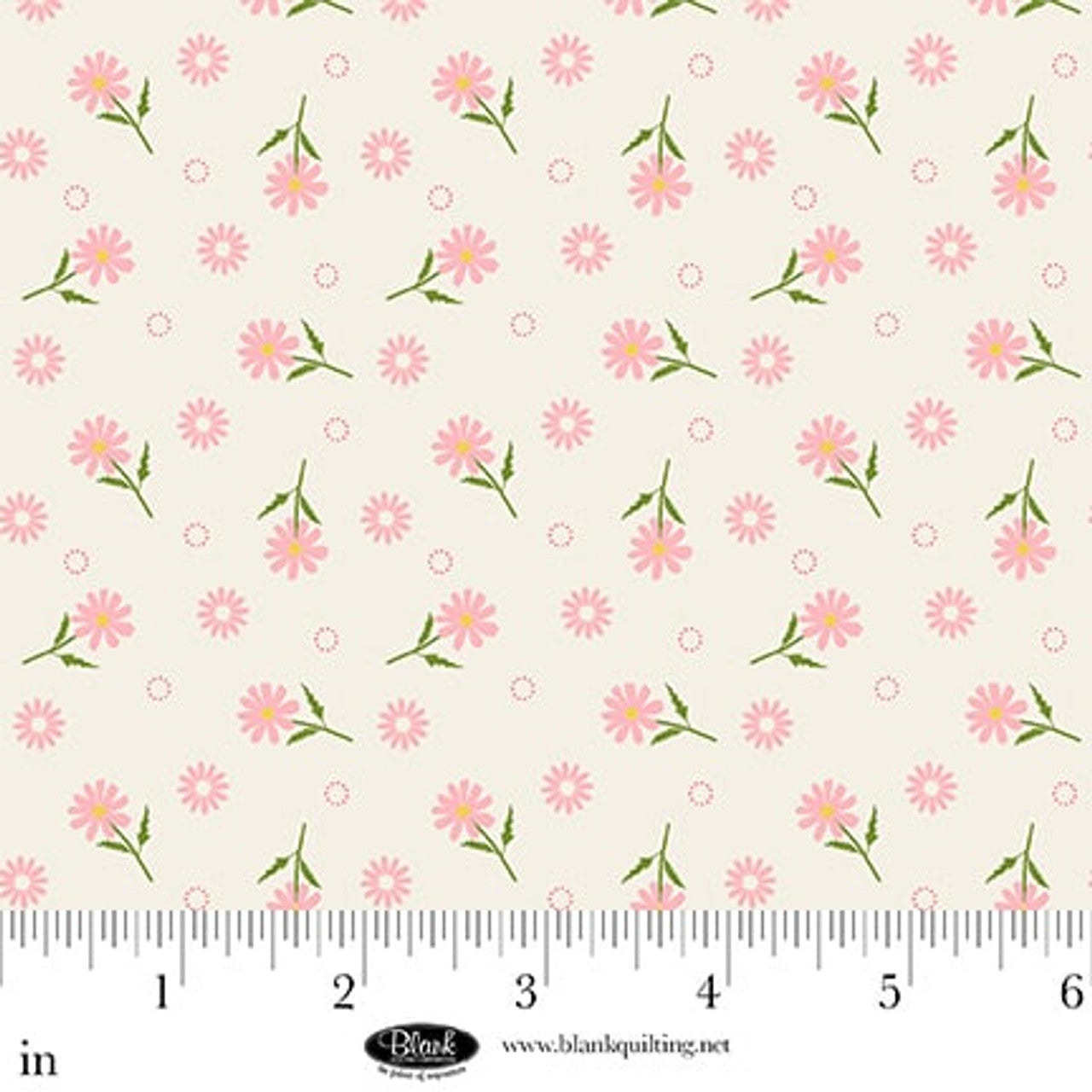Fabric Blank Quilting White Daisies with Circles of Dots The Bright Side by the Quarter Yard 4515-02