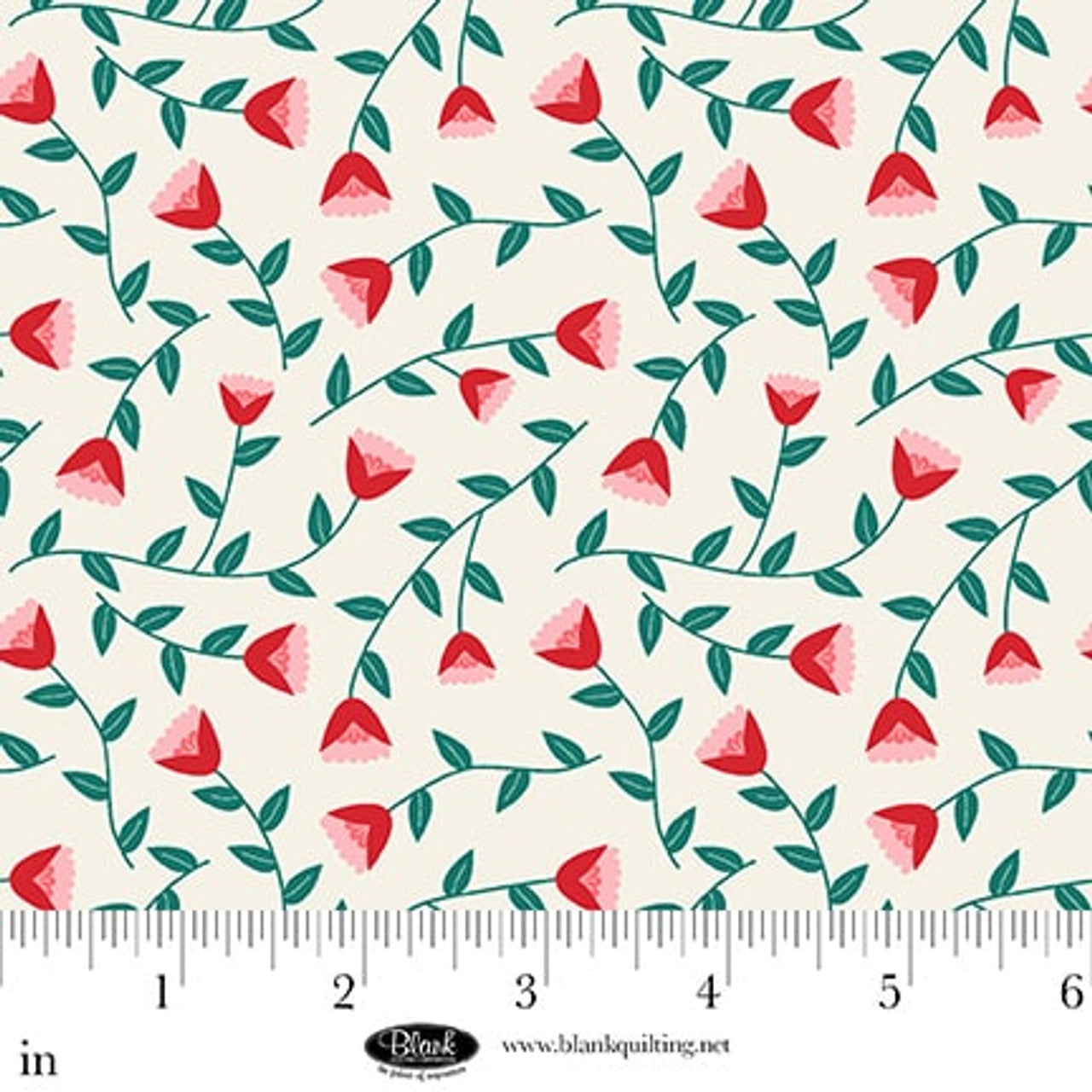 Fabric Blank Quilting White Viney Flowers The Bright Side by the Quarter Yard 4518-08