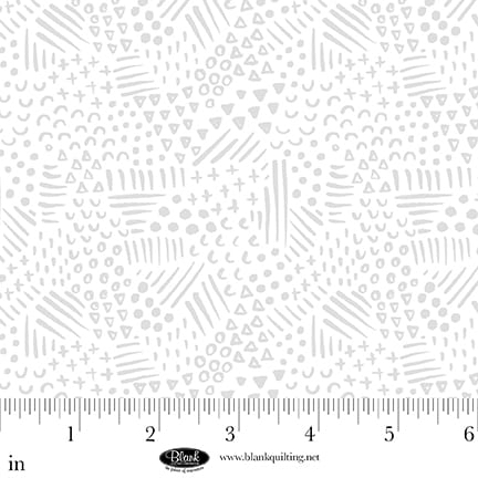 Fabric Blank Quilting White on White Allover Doodle Morning Mist IX by the Quarter Yard 4329-01W